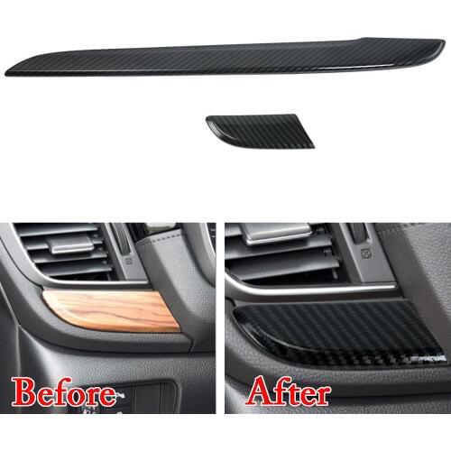 BBQ@FUKA Carbon Fiber Style ABS Car Center Console Strip Molding Trim Car Exterior Decoration Trim Sticker for Honda CRV 2017