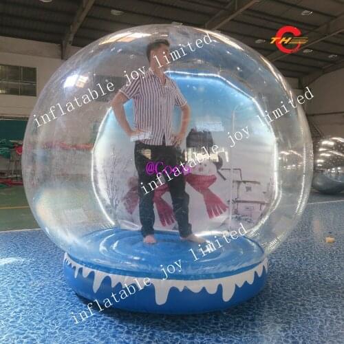 Free ship! 2m diameter yard advertising snowball bubble tent indoor santa human size photo inflatable snow globe with light