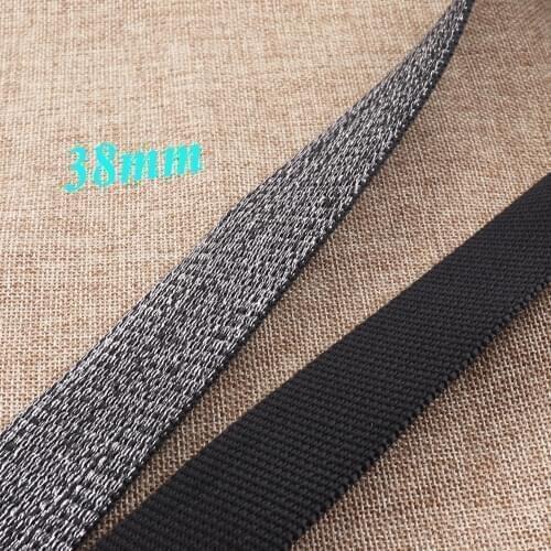 Black Cotton Webbing,1 1/2"(38mm)Silver thread Ribbon,Heavy Weight Bag Purse,Tote Straps Totes Belts Strap Bag Handle
