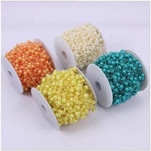 Cheap 57 Meters/Roll Line Artificial Pearls Beads Chain Garland Flowers Supply New Year Christmas Home Wedding Party Decoration