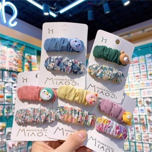 Children Cartoon Print Hiar Pins For Girls Cute Hair Accessories Set Lovely Kids Hair Clips Baby Clip Hair Grip Barrettes 2piece