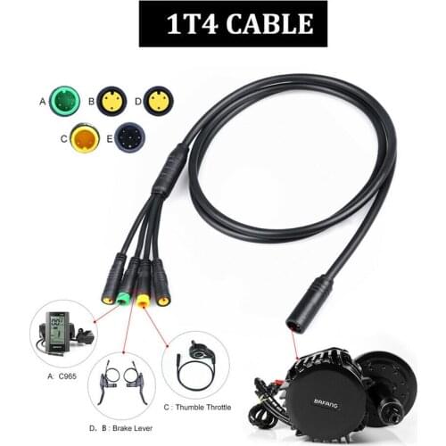Bafang Wiring For 1T4 Cable Harness Mid-Drive Motor Kits Higo BBS01 BBS02 BBSHD Electric Bicycle Components Parts Accessories