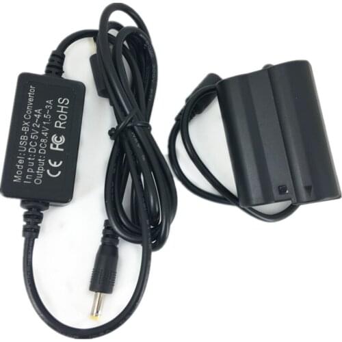 EN-EL15 Dummy Battery + USB Adapter Charging Cable for Nikon Z6 Z7 D810 D800E D750 Camera Power Bank as EL15A EL15B EP-5B EH-5A
