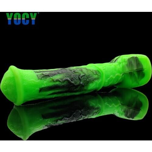 YOCY Giant Animal Dildo Thick 6.4cm Silicon Toy Women Masturbation Butt Plug Ass Dildos Texture Black Green Art Sex Toy For Men