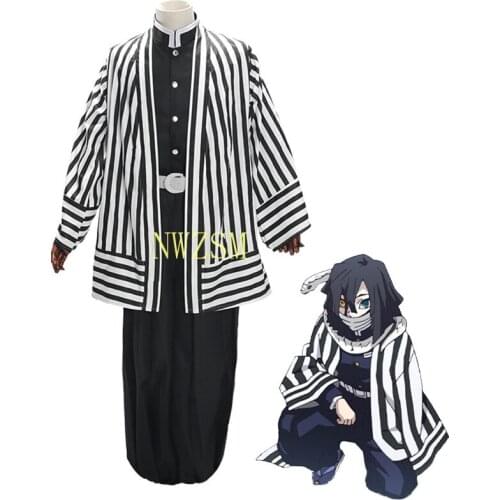 New Demon Slayer Kimetsu No Yaiba Iguro Obanai Cosplay Costume Disfraz Iguro Obanai Kimono Ghost Squad Clothes Uniform Wig Adult