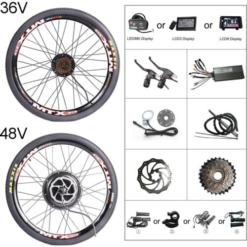 Electric Bike Conversion Kit 36V 250W 350W 500W 48V 1000W 1500W Wheel Motor Rear MTX Rim 20-29inch 700C eBike Bicycle