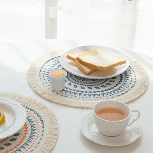 Round Embroidery Lace Table Placemat Nordic Style Non-slip placemat Heat Insulation Furniture Decoration mat Coffee Cup Mats