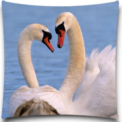 Swan square cushion covers sofa throw pillow case Blue Bird decorative throw pillow covers sofa seat Polyester cotton plain