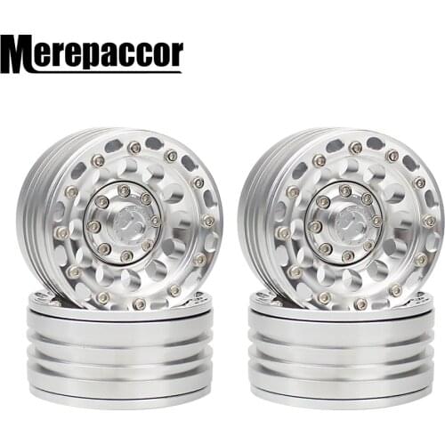 MEREPACCOR 4Pcs Aluminum Alloy 1.9 Beadlock Wheels Rims for 1/10 RC Crawler Axial SCX10 SCX10 II 90046 Traxxas TRX4 D90
