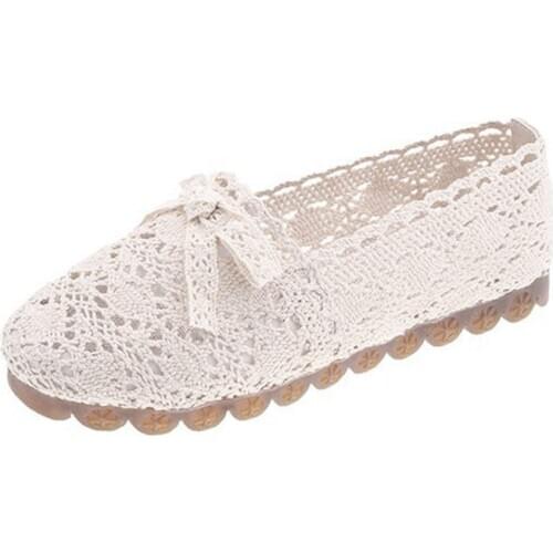 Newly Women Flats Shoes Ladies Casual Summer Hollow Breathable Shoes Lace Casual Flats Slip-On Shoes Femmes Chaussures
