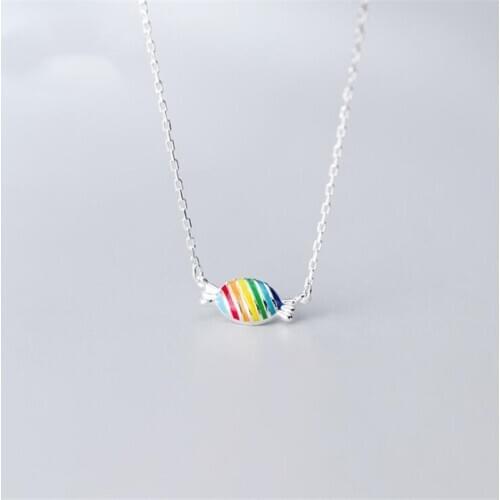 New Creative Cute Sweet Rainbow Candy 925 Sterling Silver Jewelry Exquisite Popular Fashion Clavicle Chain Necklaces H480