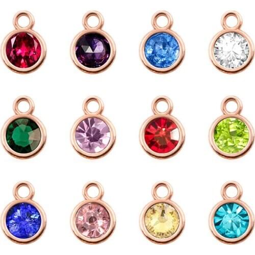Wholesale 12pcs rose gold/gold color Rhinestone charms Birthstone Charms Diy Accessories Jewelry Making