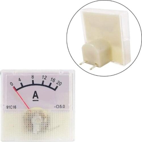 Square Shape Current Test Mechanical Pointer Type DC Panel Meter DC 0-20A 91C16