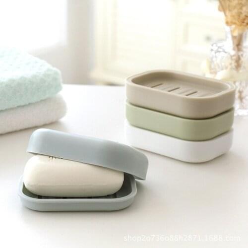 Bathroom Soap Dishes Travel Hiking Thickened Soap Box Container Square Drain Holder Dispenser Plate Storage Bathroom Accessories