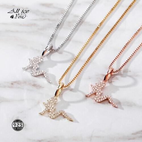 ALLICEONYOU 925 Sterling Silver High Quality Iced Out Cubic Zirconia Fashion Girl Pendant Hip Hop Fashion Jewelry Elegant Gift