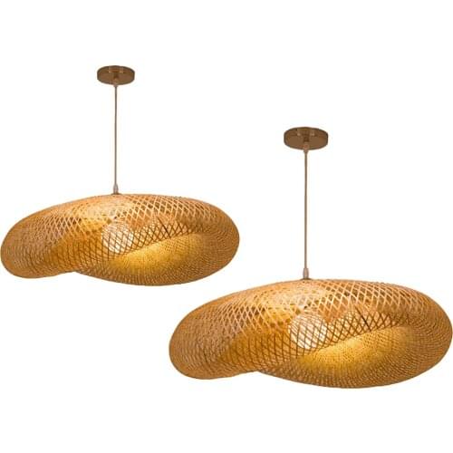 Chinese Style Hand Knitted Bamboo Pendant Lights Modern Weaving LED Hanging Lamp Garden Restaurant Home Decor Lighting Fixtures