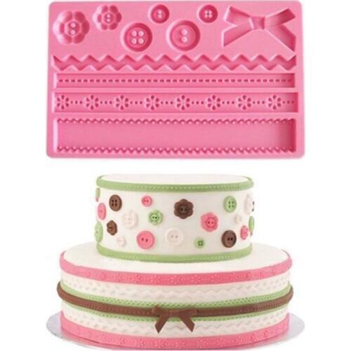 Tie Button Shape Embossed Silicone Mold Cupcake Chocolate Fondant Molds Pastry Mould DIY Cake Decoration Kitchen Baking Tools