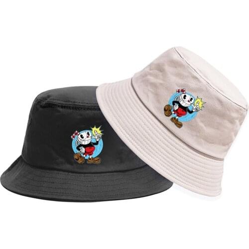Boonie Hat Game Cuphead Bucket Hat Casual Fisherman Hat Teenger Outdoor Cap Student Summer Sun Cap Beach Hat Hip Hop Cap