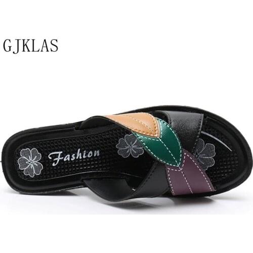 Size 41 Beach Slippers Summer Wedge Heel Shoes Fashion Chunky Slippers Mother Casuales Non-slip Comfort Sandales Chunky Mules