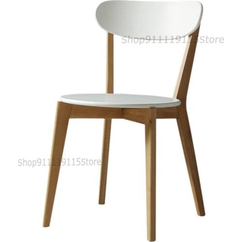 White Oak Solid Wood Nordic Style Danish Small Family Dining Chair Creative Single Back Leisure Coffee Chair