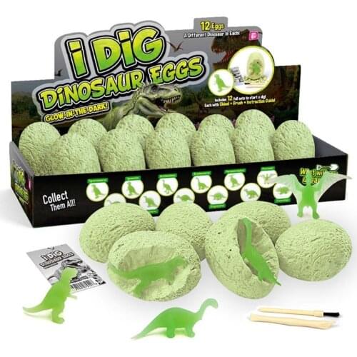 Glow in The Dark 12 Mystery Excavation Adventure Dinosaur Eggs Kit from Jurassic B36E