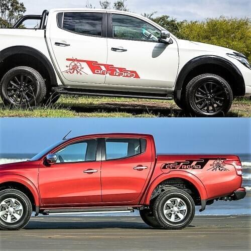 Car exterior car modification off road body stripe side door car sticker box bed vinyl graphic for mitsubishi l200 triton 2015