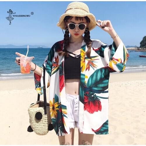 Japanese Kimono Clothes Summer Beach Traditional Shirts Japan Woman Harajuku Top Cardigan Loose Casual Coat Asian Costume Yukata