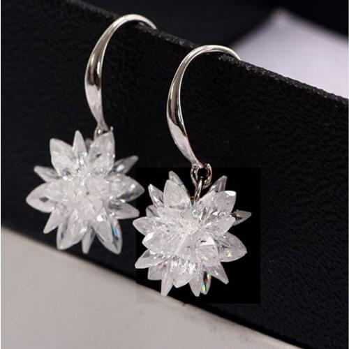 South Koreas jewelry wholesale authentic sweet cubic zicron gilded Crystal Ball Earrings female flowers