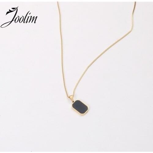 Joolim Jewelry PVD Gold Finish Double-faced Party Card Pendant Necklace Stylish Stainless Steel Necklace