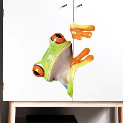 Funny Frog Toilet Stickers 3d View Animal Wall Mural Art Diy Home Decoration Pvc Car Decals Posters