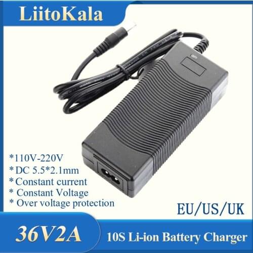 LiitoKala 10S 36V2A charger 42V 2A Charger 100-240V Input Lithium Li-ion Charger For 36V Electric Bike and wo-wheel Vehicle