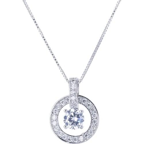 New 925 Sterling Silver Zircon circle Necklaces Pendant Fashion Sterling Silver Jewelry Statement for Women Bijoux