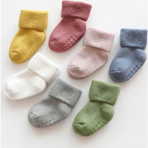 Winter baby socks with rubber dot Boy Girl Socks Infant Cotton baby leg warmers Children Floor Socks Anti-Slip Baby Step Socks
