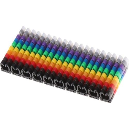 100/150 Pcs Cable Markers Colourful C-Type Marker Number Tag Label For 2-3mm Wire
