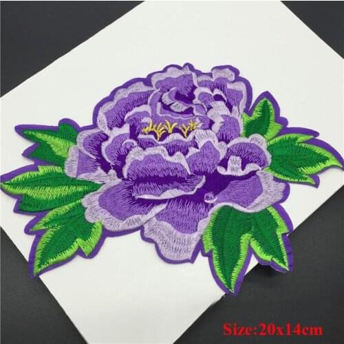 20pcs Peony Flower Embroidered Patches For Clothing parches Patch Jacket Dress Patchwork Fabric Appliques Clothes Accessories