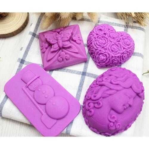 Silicone Soap Mold Rose Butterfly Angel Shaped Soap Making Forms Oval Heart Square Soaps Molds Cake Jelly pans