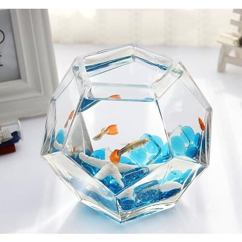Small Betta Fish Tank Mini Desktop Creative Fish Tank Acrylic Plexiglass Fish Tank with Light with Lid