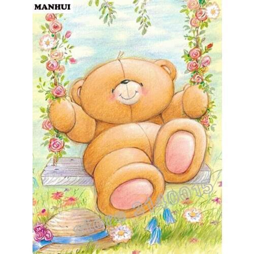 Diy Diamond painting Cartoon bear 3D square drill Diamond mosaic pasted full cross stitch Crafts Needlework ABC320