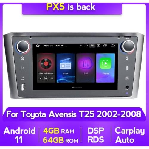 Android 11 IPS DSP Carplay Car Multimedia Player For Toyota Avensis T25 2002-2008 Navigation GPS RDS 4G BT Car Stereo