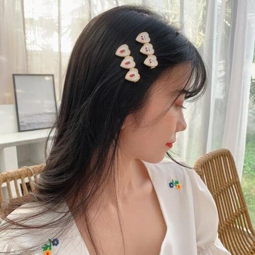 Cherries Strawberry Golden Edge White Metal Cute Simple Hair Clips & Pins Fashion Headwear For Women