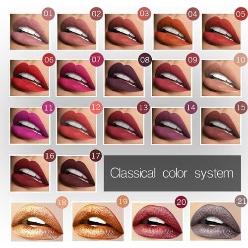 Waterproof Nude Matte Velvet Glossy Lip Gloss Lipstick Lip Balm Sexy Red Lip Tint 21 Colors Women Fashion Makeup Gift P1200