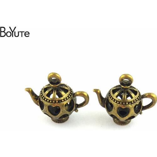 BoYuTe (20 Pieces/Lot) 23*25MM Antique Bronze Plated Zinc Alloy Metal Teapot Pendant Charms for Jewelry Making Diy Accessories