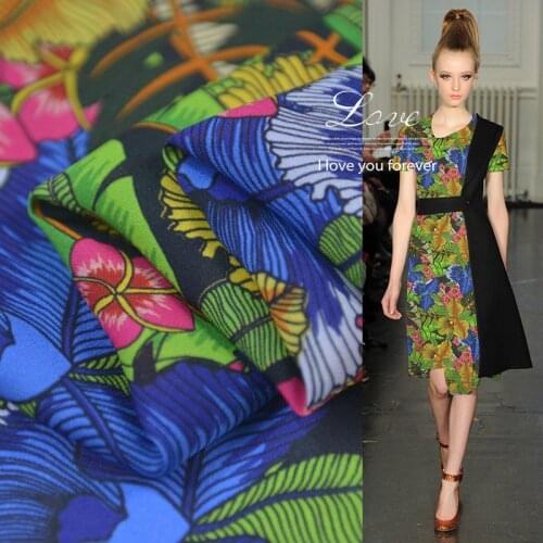 Flower Sewing Fabric Tropical Rain Forest Silk Cotton Fabric For Vestidos Tissus Au Metre