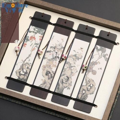 Wooden Bookmarks Custom Chinese Style Creative Bookmarks Gift Wooden Business Gifts Retro Mahogany Bookmarks Set M028