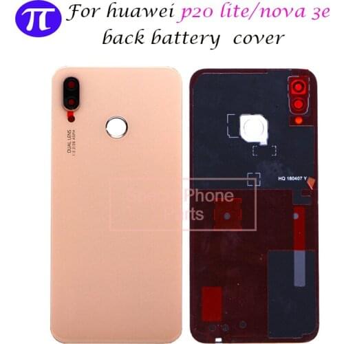 For Huawei Nova 3e P20 Lite Back Battery Cover Rear Door Housing Case Glass Panel with fingerprit camera lens for huawei P20Lite