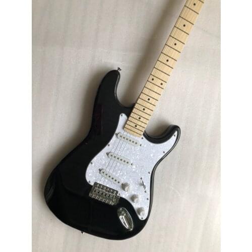 Electric guitar St / Black Guitar / Pearl guard / Chinese Guitar / free delivery