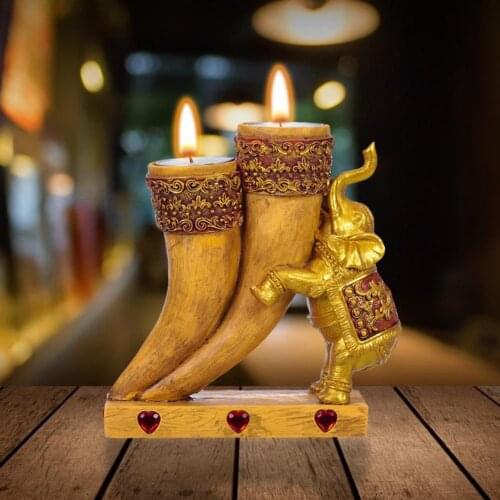 Good Luck Elephant Candle Holder Elephant Decorative Figurine Home Decor Thai Indian Elephant Candle Ornaments