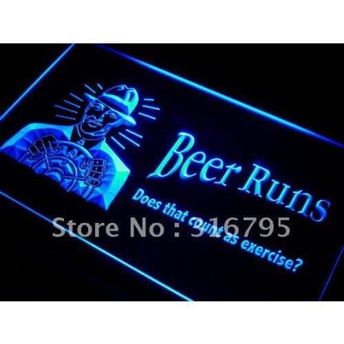 I119 Beer Runs count as exercise? LED Neon Light Light Signs On/Off Switch 20+ Colors 5 Sizes