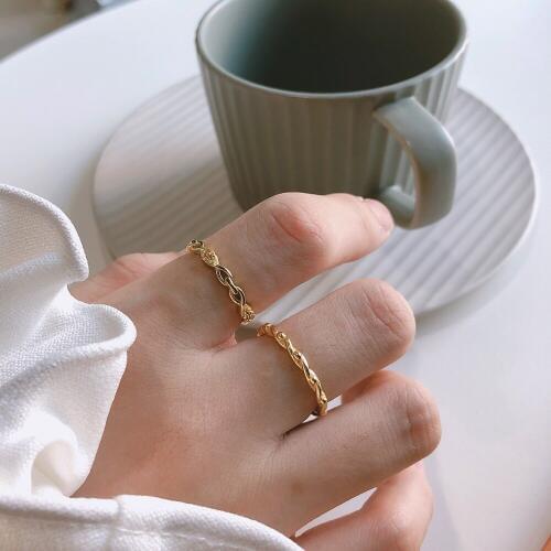 Tiny Band 925 Sterling Silver Twisted Braided Female Joint Adjustable Ring for Girls Jewelry Gift Flower Cute Summer Boho Rings