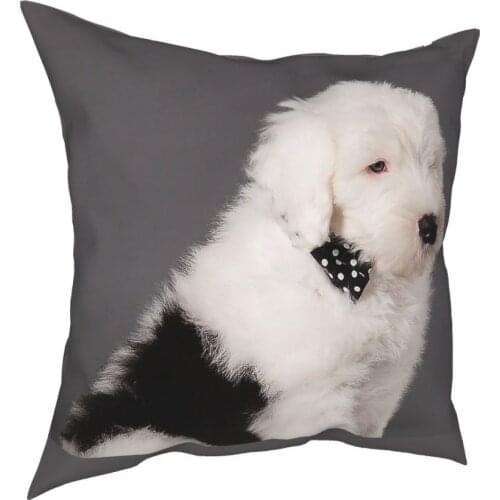 Old English Sheepdog Square Pillow Case Polyester Throw Pillow Cute Bobtail Dog Funny Cushion Covers
